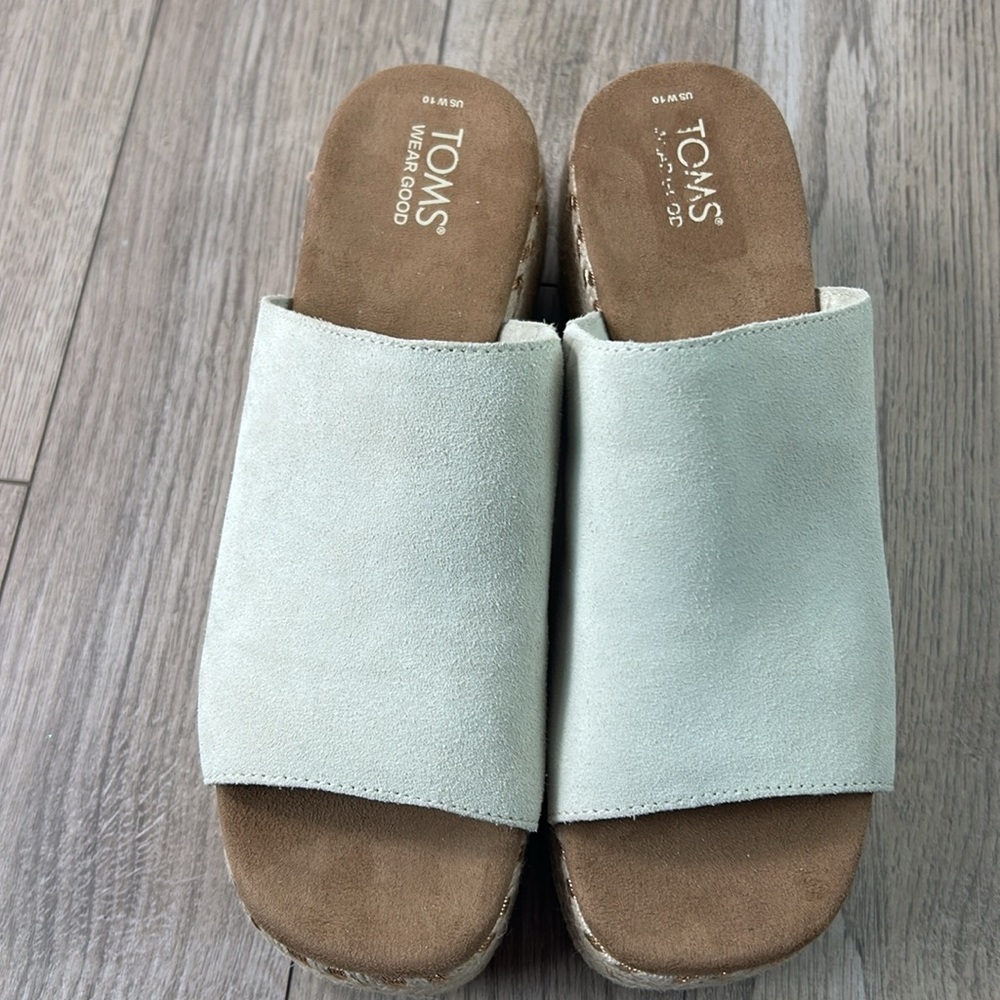 New Nwot TOMS Genuine Leather Women's Laila Espadrille Platform Mule Slide 10 - Picture 10 of 13